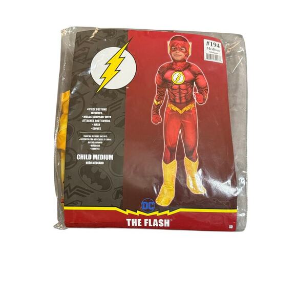NWT DC The Flash Costume Size Medium‎ Kid with Mask & Gloves Pretend Play - Picture 1 of 3
